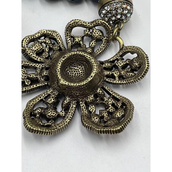 Heidi Daus Black Beaded Rhinestone Flower Magnetic Versatile Bracelet Necklace - Picture 9 of 12